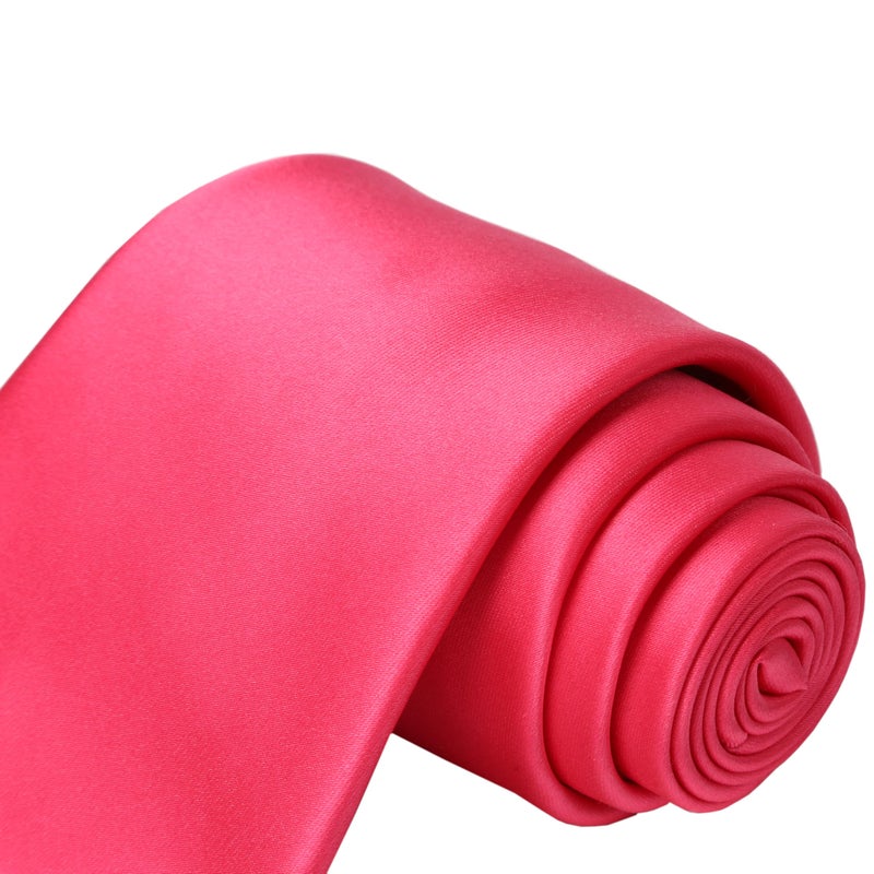 KissTies Mens Tie Flamingo Fuchsia Pink Satin Necktie For Men + Gift Box - Image 5
